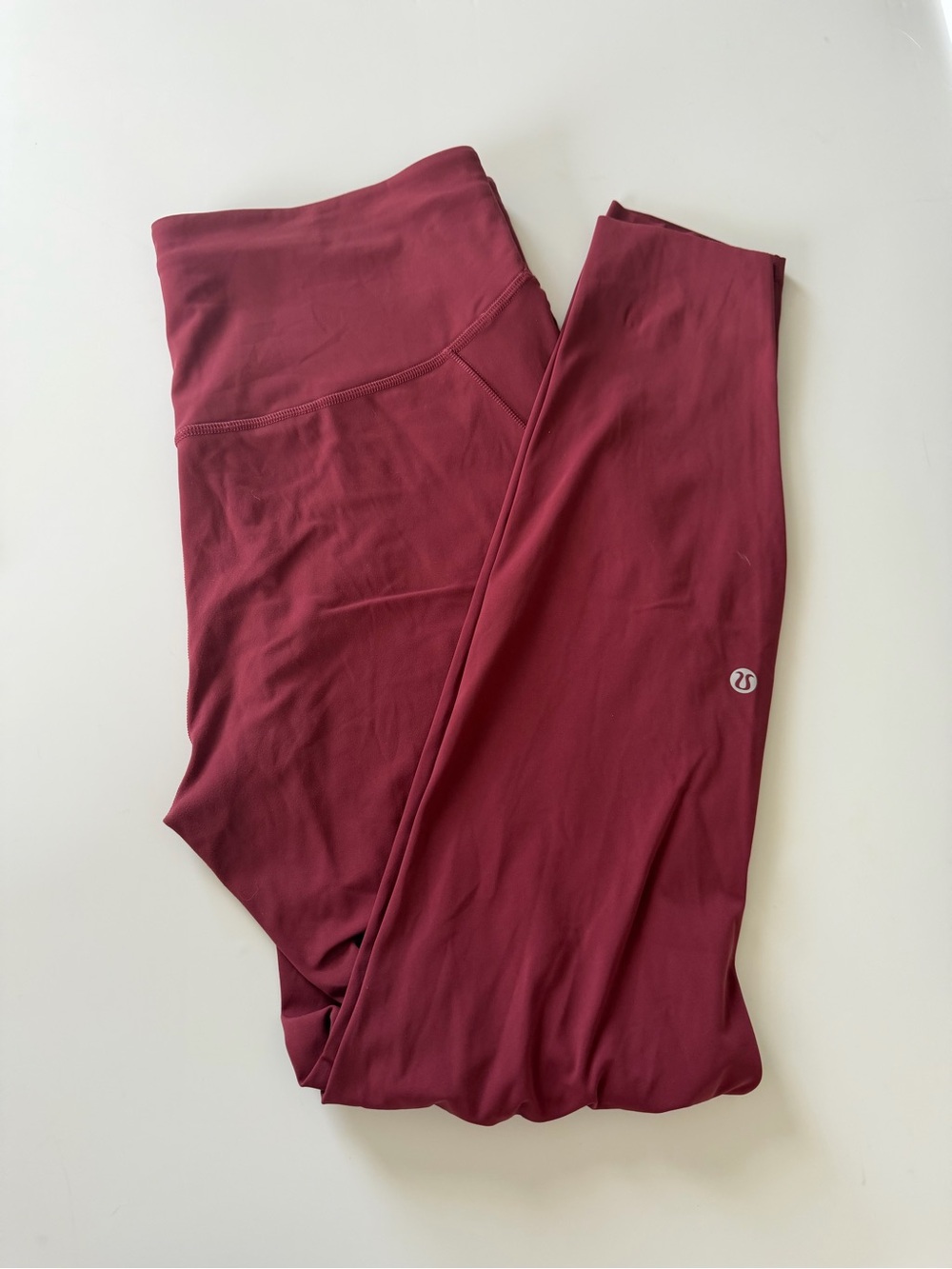 lululemon athletica Wunder Train High-Rise Tights Pockets 28” Size 12 Burgundy